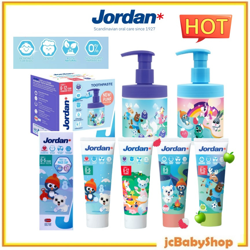 Jordan* ยาสีฟันเด็ก Step 1 Step 2 Jordan Kids Toothpaste Pump