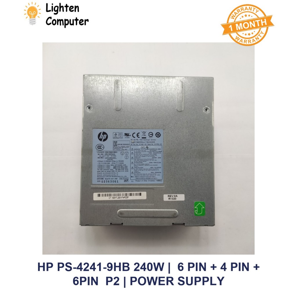 USED HP PS-4241-9HB 240W PSU COMPAQ 6000 6300 8000 8300 SFF 6 PIN + 4 PIN + 6PIN P2 POWER SUPPLY