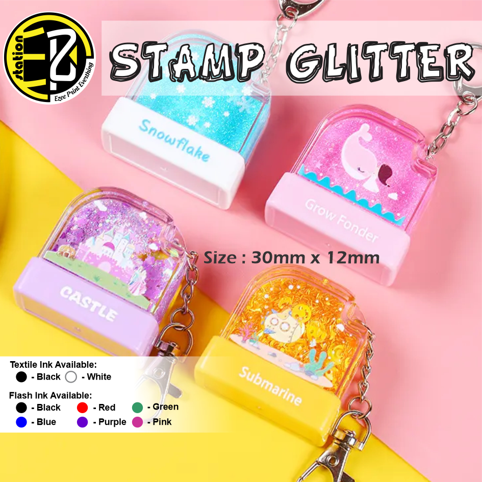 ใหม่ ใหม่🌟 STAMP COP NAMA GLITTER WITH KEYCHAIN (NURSE, SCHOOL, KIDS, PERSONAL, STUDENT, TEACHER)