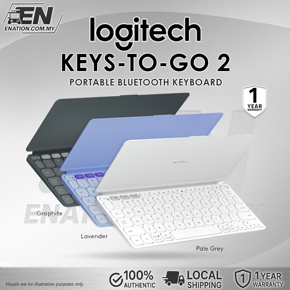 Logitech Keys-To-Go 2 คีย์บอร์ดบลูทูธแบบพกพาในตัวสําหรับ Windows, Android, IOS, MAC