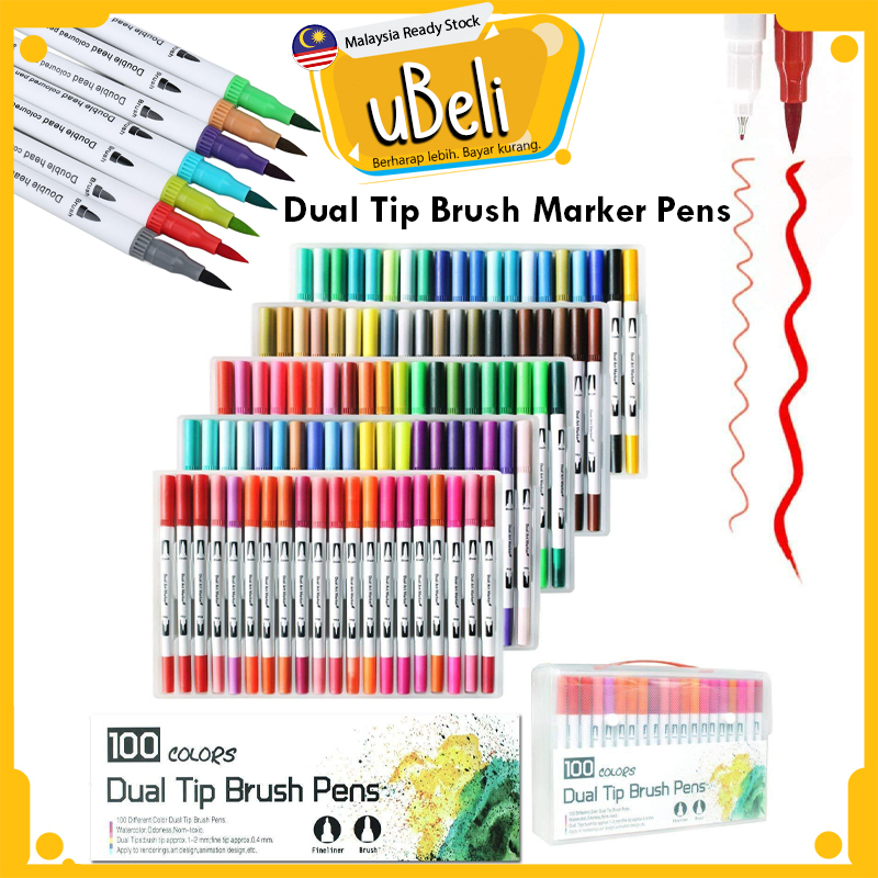 [uBeli] ปากกา Warna Air Double Head ปากกาสี Watercolor Brush Pen Calligraph Art เครื่องเขียน 双头水彩笔 -