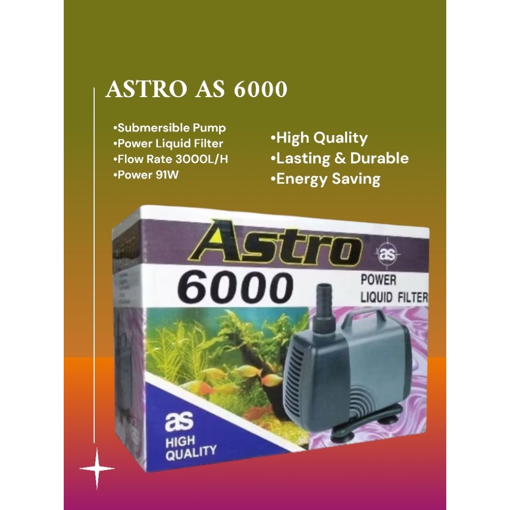 ปั้มจุ่ม ASTRO AS6000 (Flow 3000L/H)(กําลัง 91Watt)(6/26)