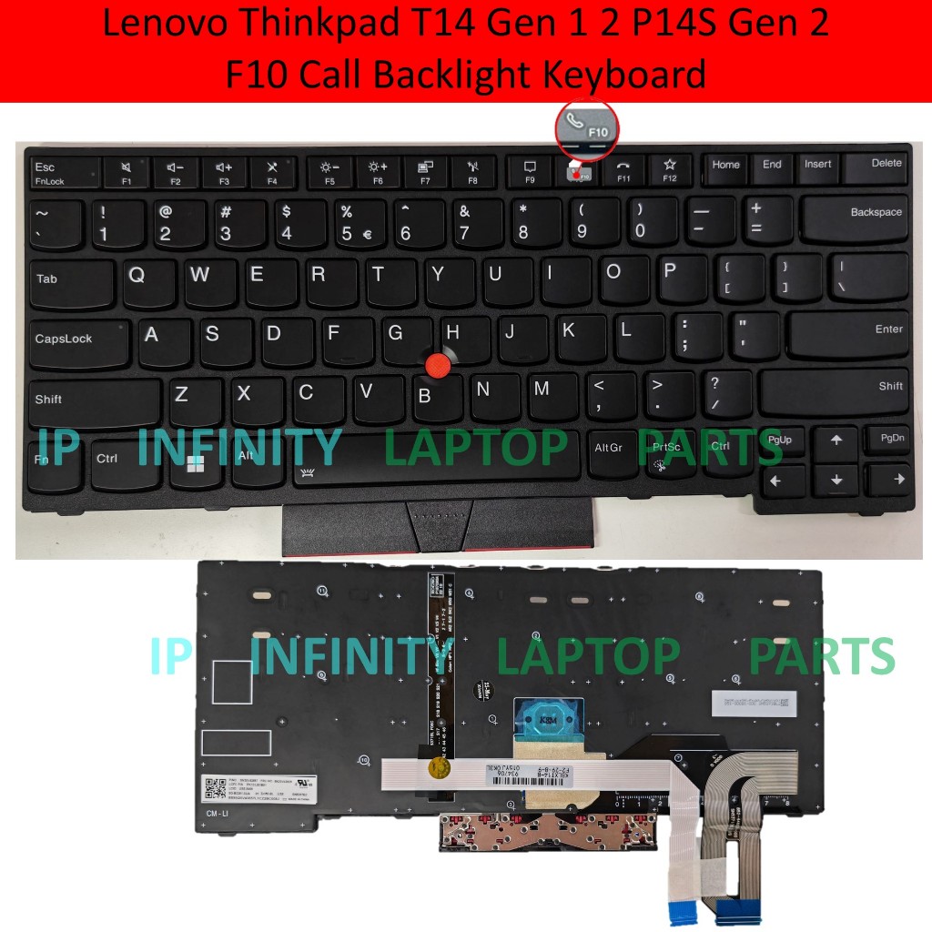เปลี่ยน LENOVO THINKPAD T14 GEN 1 T14 GEN 2 P14S GEN 1 P14S GEN 2 F10 โทรโทรศัพท์คีย์บอร์ดแบ็คไลท์