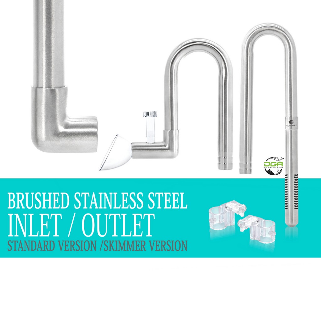 Aquapro Aquarium Brushed Stainless Steel Inflow & Outflow Skimmer LilyPipe Set( Wuxianfish Bipple拉丝进