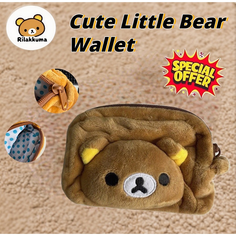 Rilakkuma Plush Deck Coin Wallet Short Zipper Multi functional Handheld Easy Wallet Short Zipper Sto