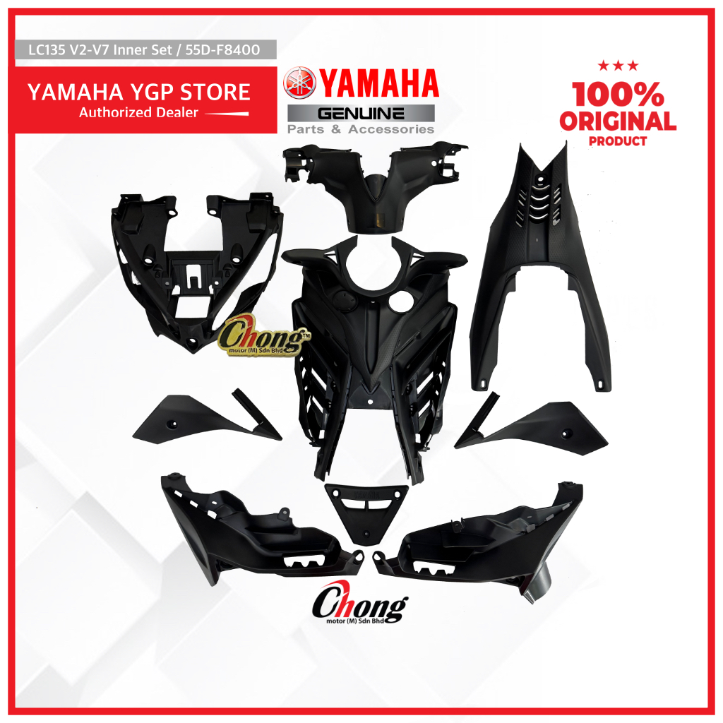 Yamaha LC135 V4/V5/V6/V7 Black Cover Inner Full Set/Cover Hitam Complete Set/Non Colour Set (9 item)