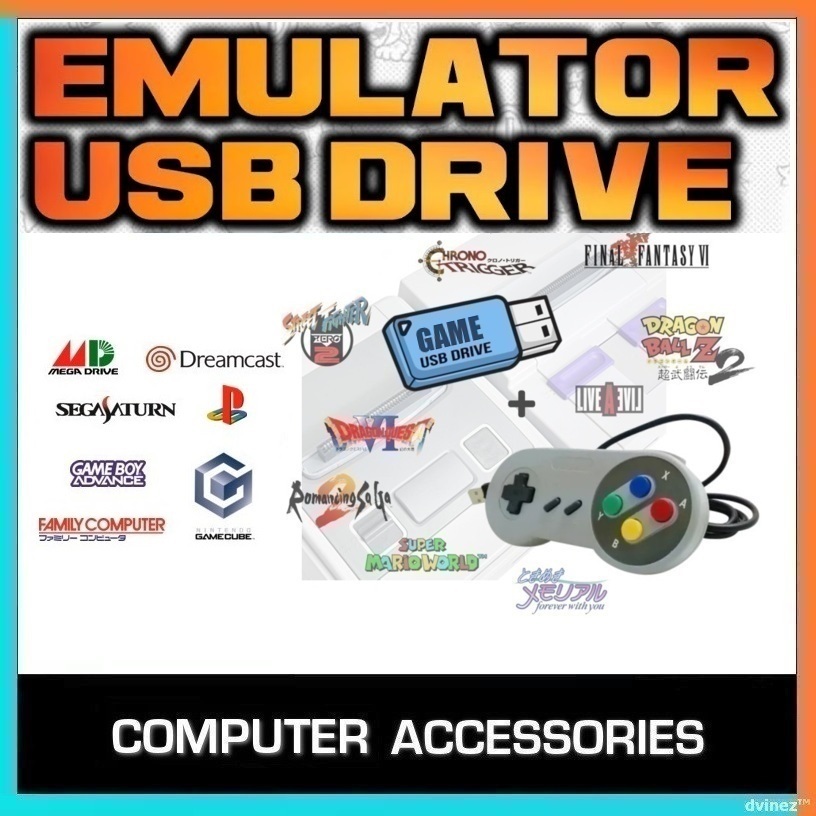 คอมพิวเตอร์คอนโซลย้อนยุคไดรฟ์ USB PSX PS2 SNES Wii Plug and Play PC Emulator