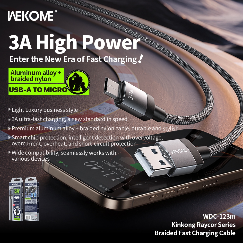 WEKOME WDC-123 Kinkong Raycor Series สายชาร์จเร็วแบบถัก