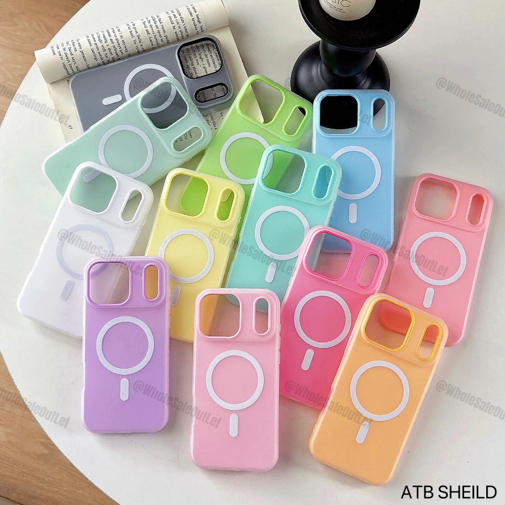 IP Phone 11 12 13 14 15 16 17 Pro Max Air Candy Macaron สีแม่เหล็กชาร์จไร้สาย Matte Case 2 In 1 ฝาคร