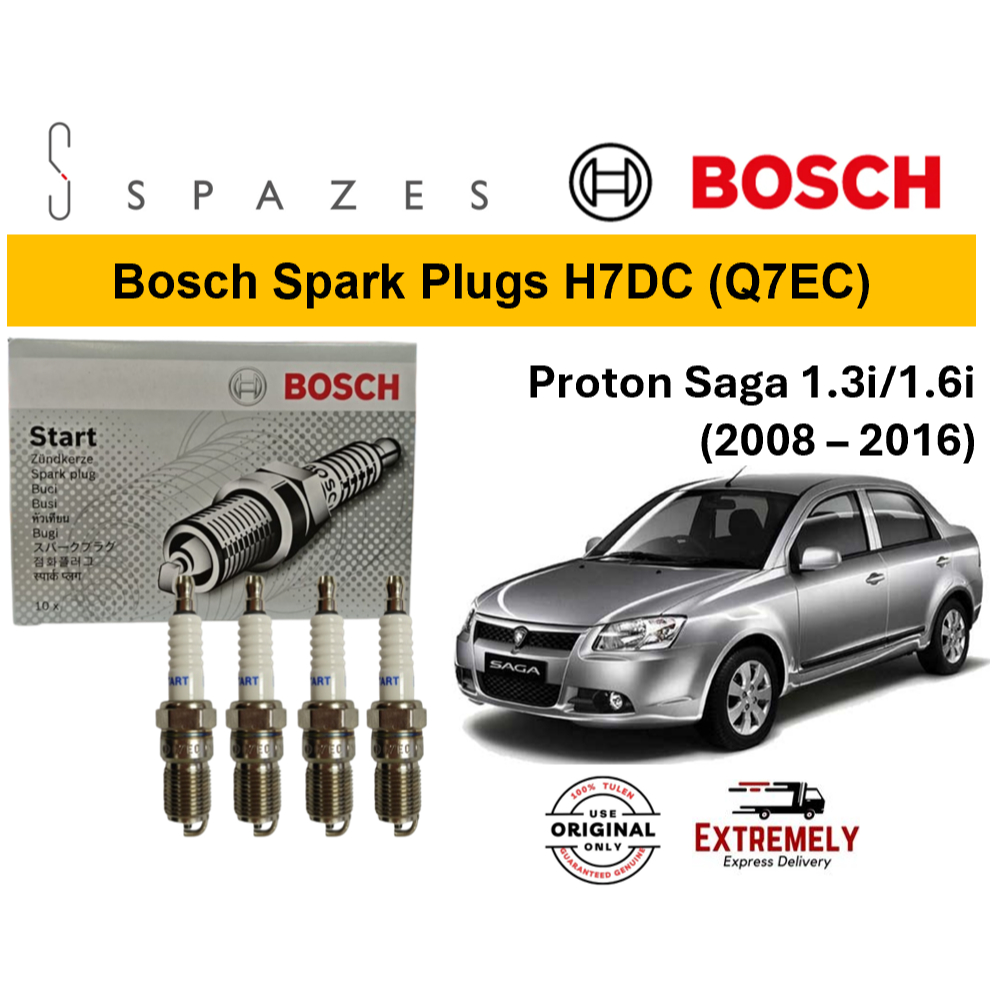 Bosch Proton Saga หัวเทียน Saga Q7EC H7DC HR7DCX (NGK BPR6EF-11) (1 ชุด 4 ชิ้น)