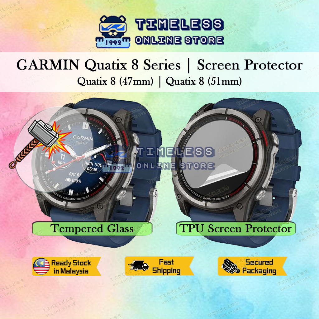 🇲🇾 GARMIN Quatix 8 (47 มม./ 51 มม.) ตัวป้องกันหน้าจอ, กระจกนิรภัย 9H & ไฮโดรเจล TPU (ฟิล์มนุ่ม), Qua