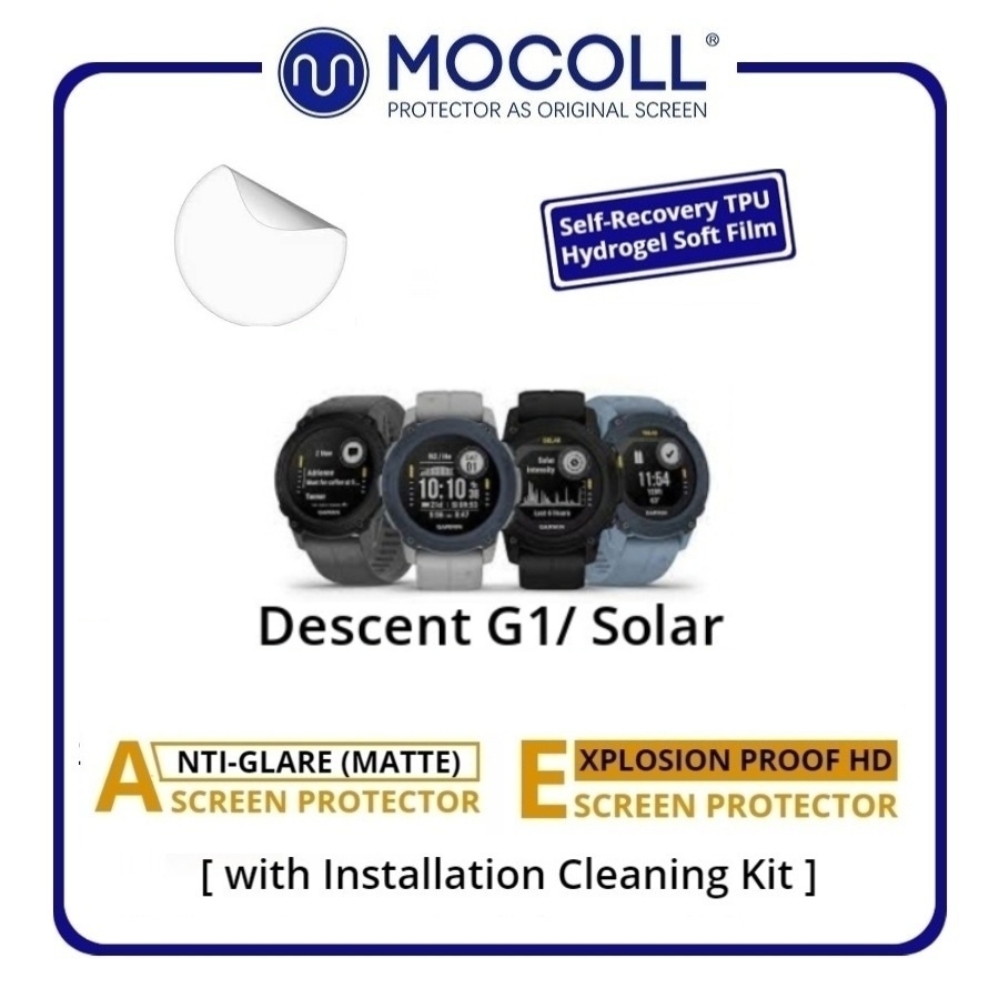 Mocoll Garmin ป้องกันหน้าจอป้องกันการระเบิด HD Anti Scratch Recovery TPU Garmin Descent G1 Descent G