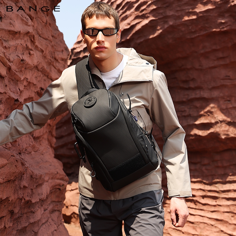 BANGE Venture Light ความจุขนาดใหญ่หลายช่องกระเป๋าการ์ดกันน้ํา Anti-Theft Sling Bag (9")