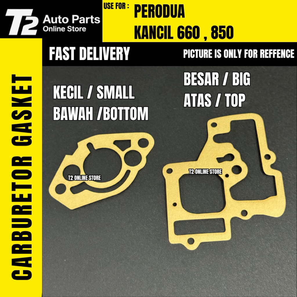T2 CARBURETOR GASKET สําหรับ PERODUA KANCIL 660 850, TOP และ BOTTOM, UPPER หรือ BOTTOM
