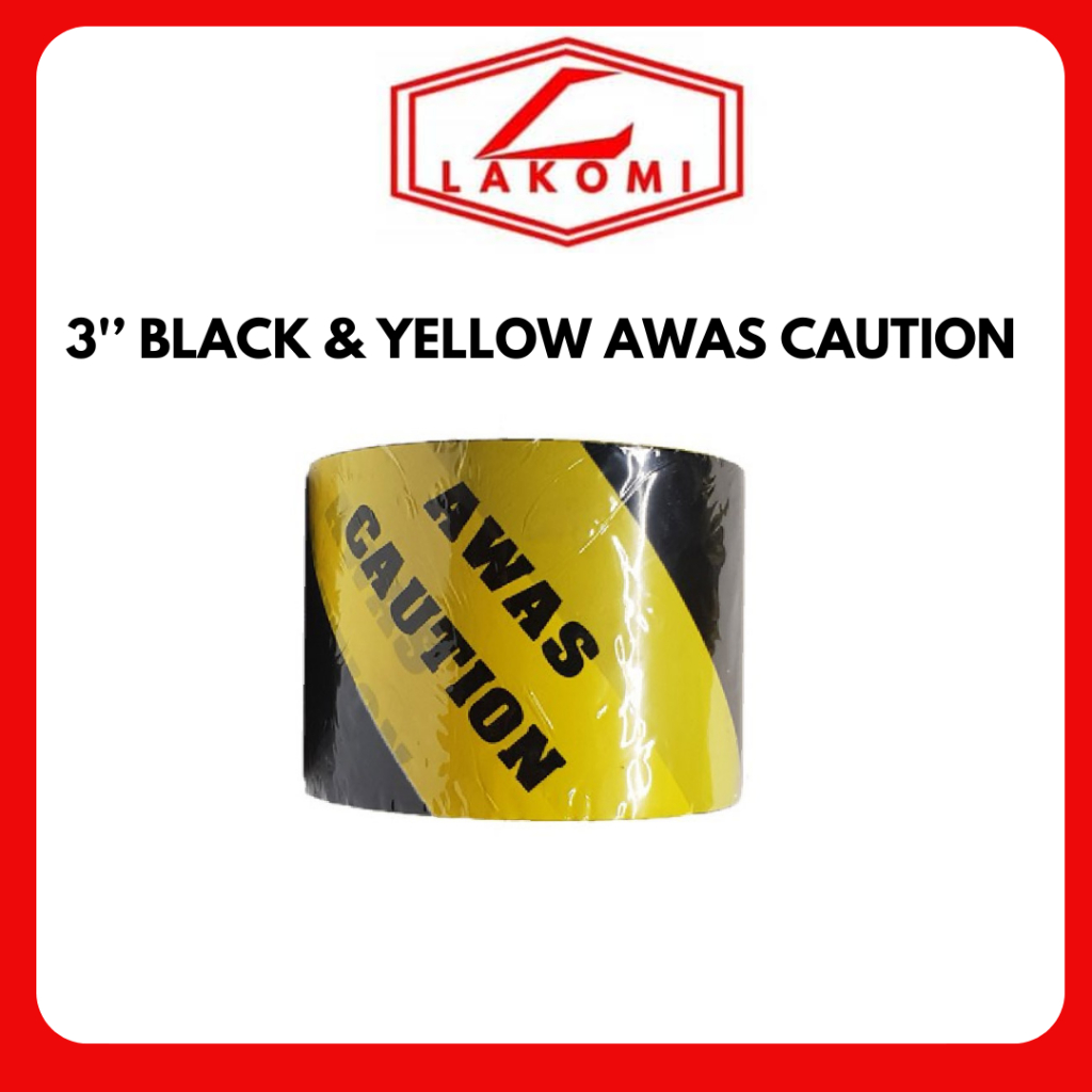 เทป CAUTION สีดําและสีเหลืองขนาด 3"