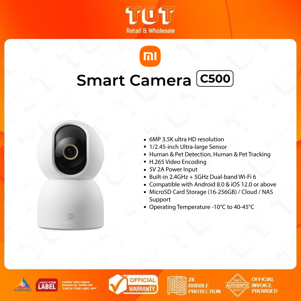 Xiaomi Smart Camera C500 I 6MP I 3.5K ultra-HD ภาพ I ความละเอียด 3200 x 1800 I Pet Detection & Track