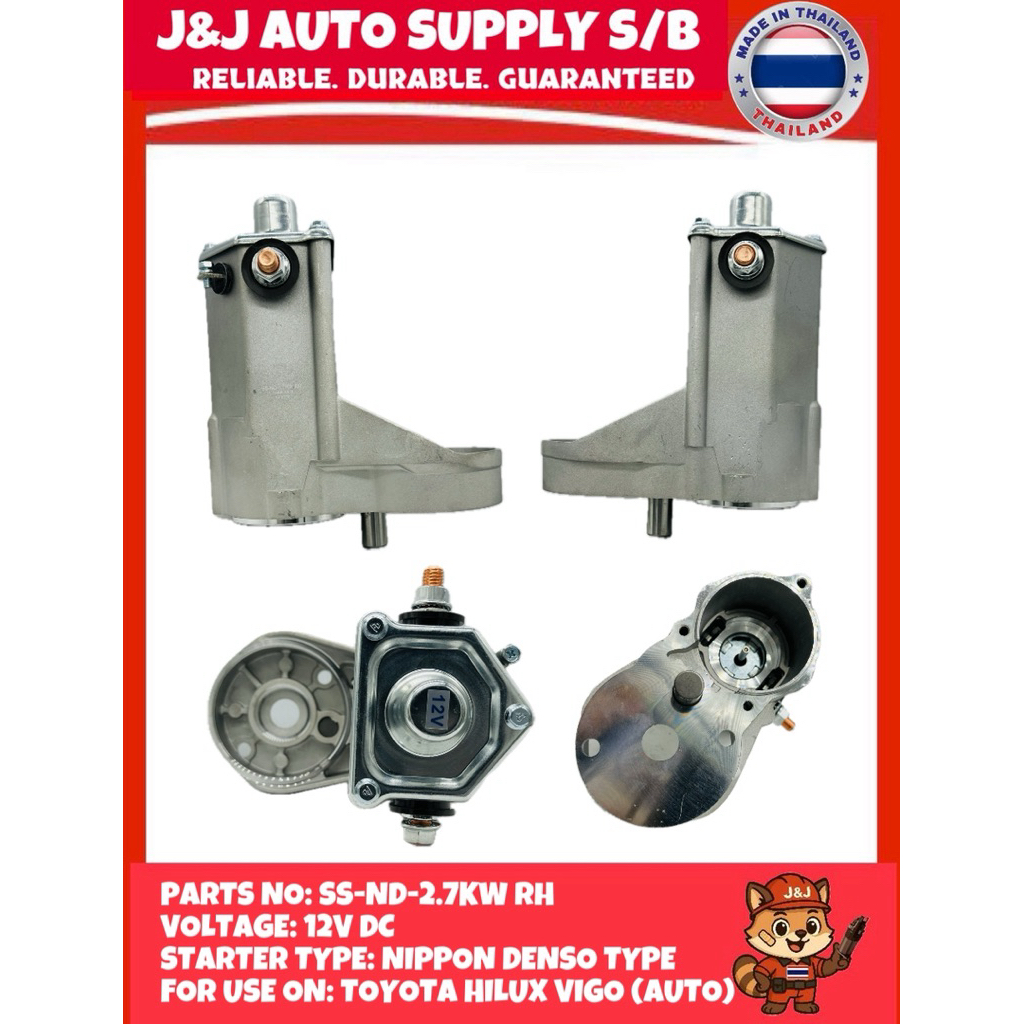 SS-ND-2.7KW RH ยี่ห้อ J&J STARTER SOLANOID 12V สําหรับการใช้งานบน: TOYOTA HILUX VIGO KUN25,26 (AUTO)
