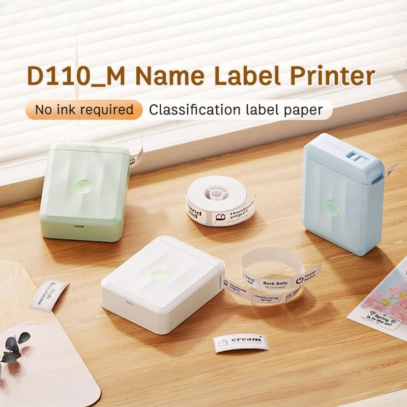 MESIN Niimbot D110_M เครื่องพิมพ์สติ๊กเกอร์ฉลากพกพาขนาดเล็ก เครื่องฟรีความร้อน สติ๊กเกอร์ 1 ม้วน