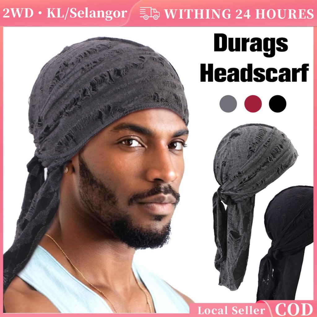 Bandana Turban หมวกผ้าฝ้าย Durag Hip Hop Bandana Casual Long Tail Vintage Pirate Cap Unisex
