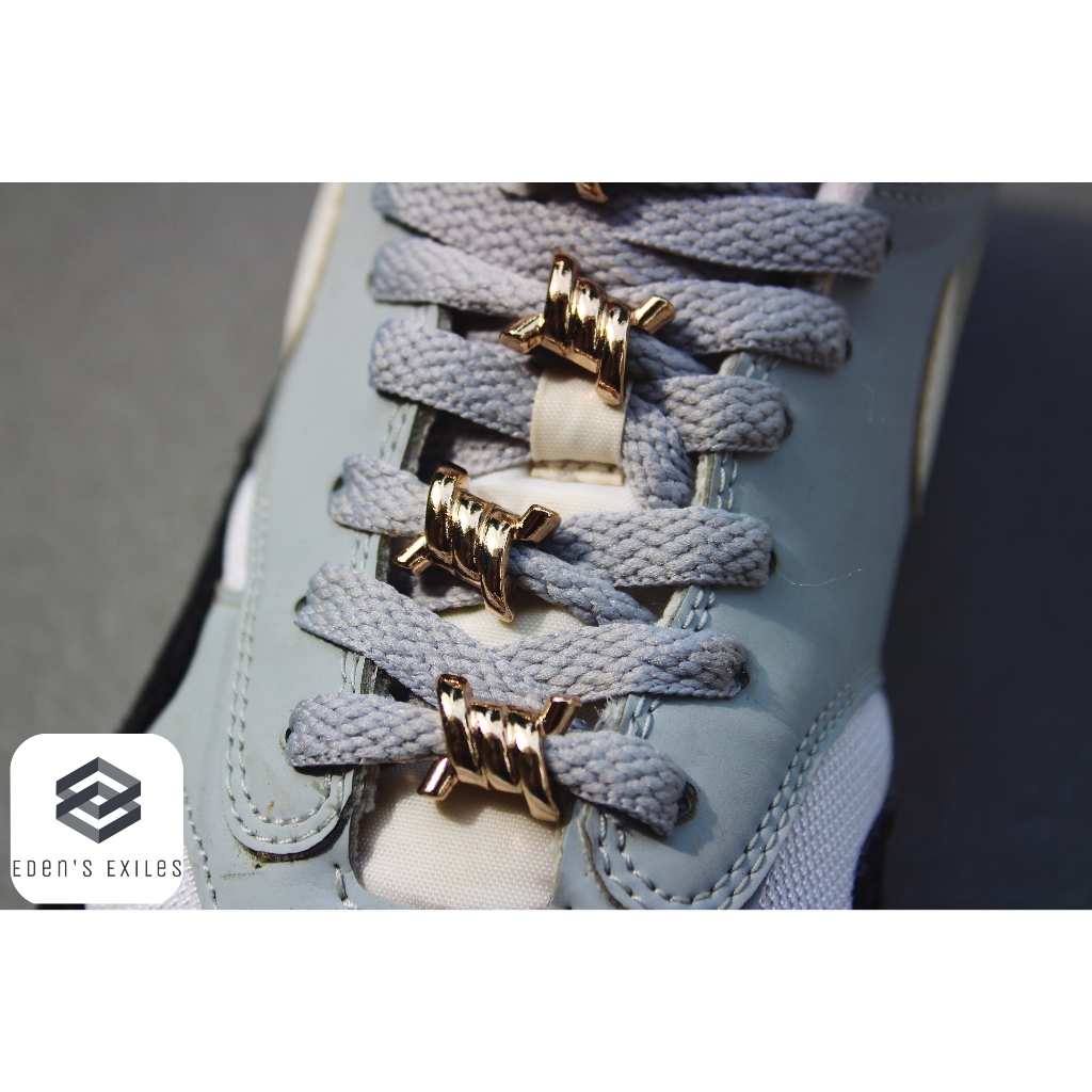 Shiny Sneaker Shoes Accessories Dubrae (Golden Barbwire) Shoelaces Buckle Metal Lacelock Fashion Air
