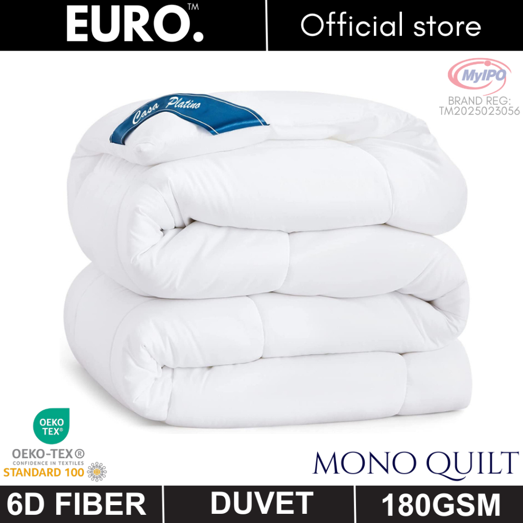 ยูโร. DUVET QUILT 6D Filling Fiber QUILT ใส่ 180GSM Single Queen King Soft Down proof