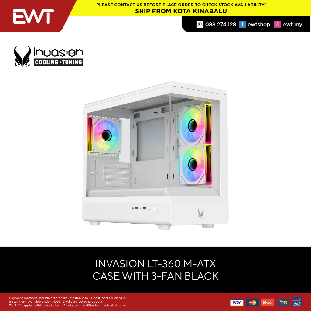 INVASION LT-360 พร้อมพัดลม 3 ตัว สีดํา/ขาว