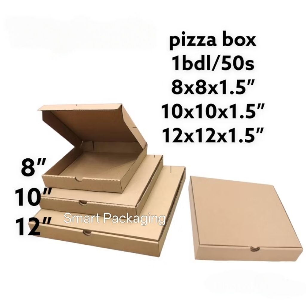 ECO-PIZZA BOX/KOTAK PIZZA - 8x8" 10x10" 12x12" ; 1 Stack = 50s +/-
