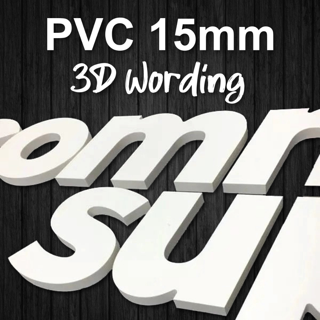 3D WORDING PVC 15MM (H)15CM ALPHABET A TO Z NUMBER 0-9