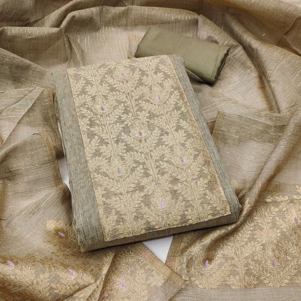 Unstitched Punjabi Suit Material Kain Chit Baju Punjabi Salwar Kamez