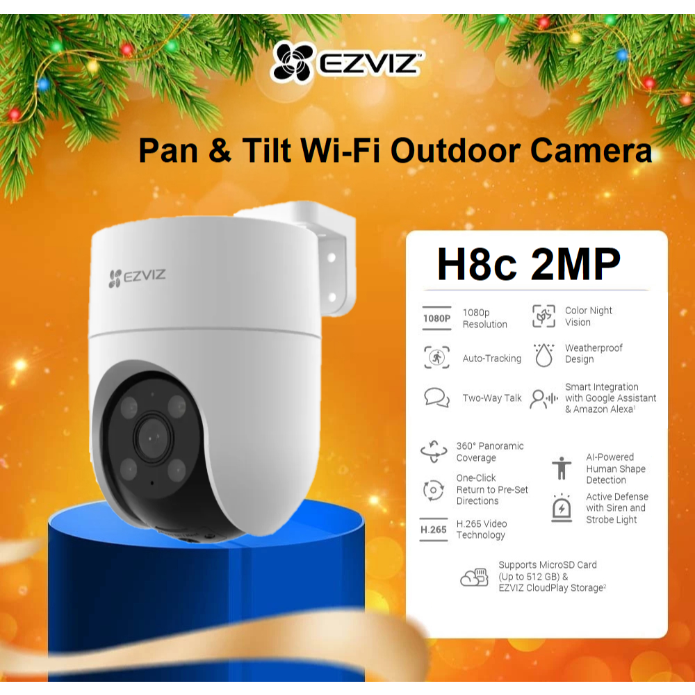 Ezviz H8C / H8C PRO 3MP กลางแจ้ง/ในร่ม 360 Pan/Tilt สมาร์ทสี Night Vision กล้องวงจรปิด WiFi ไร้สาย C