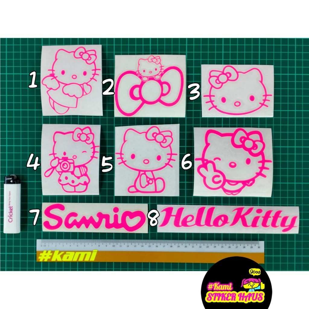Hello Kity Designs Sticker Cutting Florescent Pink Colour hellokitty powderescent
