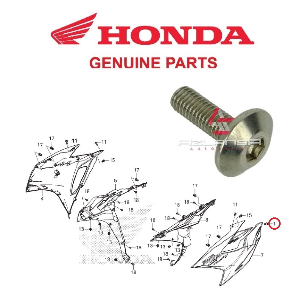 กระทะสกรู 5x16 ( 90106-K64-N00 ) CBR150R & CBR250RR 💯 อะไหล่