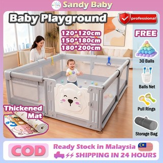Baby Playpen Foldable Baby Fence Safe Lock Easy Install  Kid Yard Kandang Bayi Lipat 兒童 圍欄