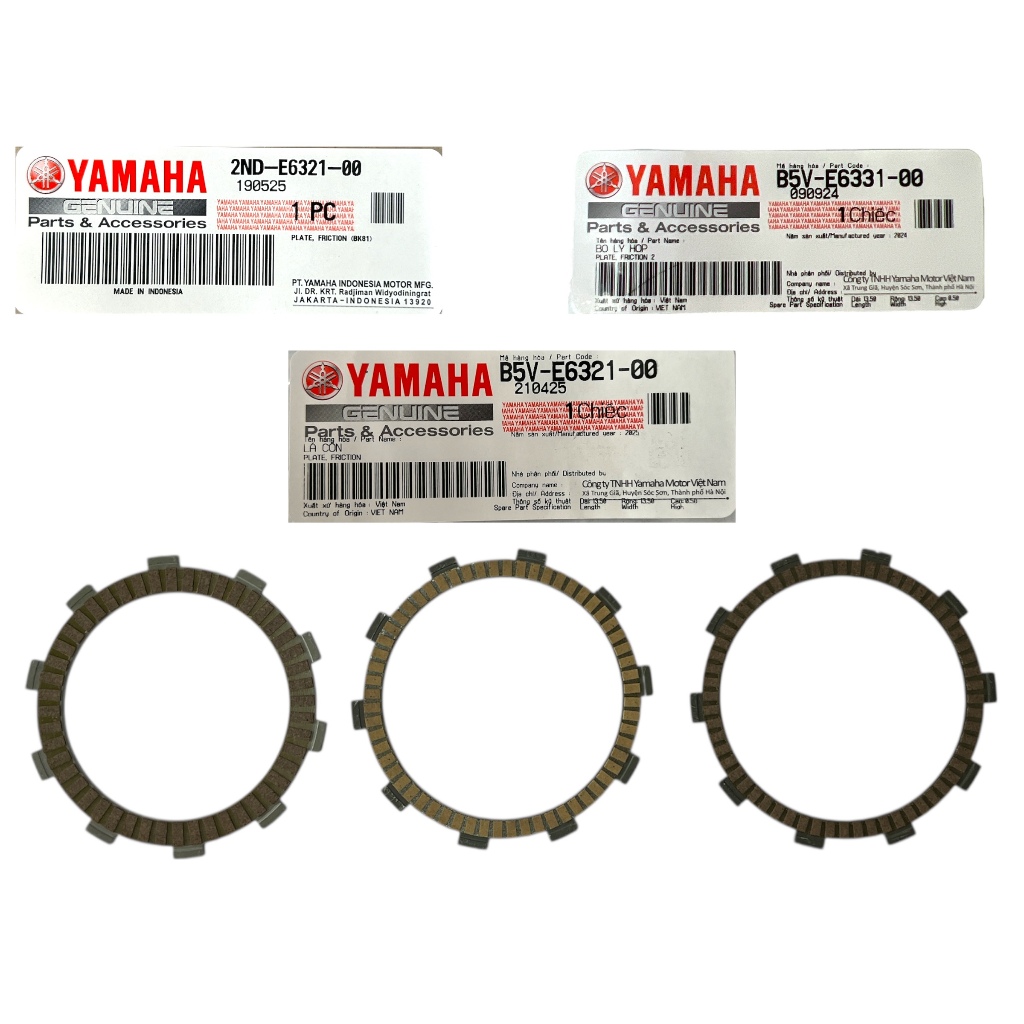 🩷B5V-E632-00 B5V-E6331-00 2ND-E6361-00 Yamaha Y16ZR Y16 V1 V2 แผ่นซับคลัทช์แรงเสียดทาน (1 ชุด 3 ชิ้น
