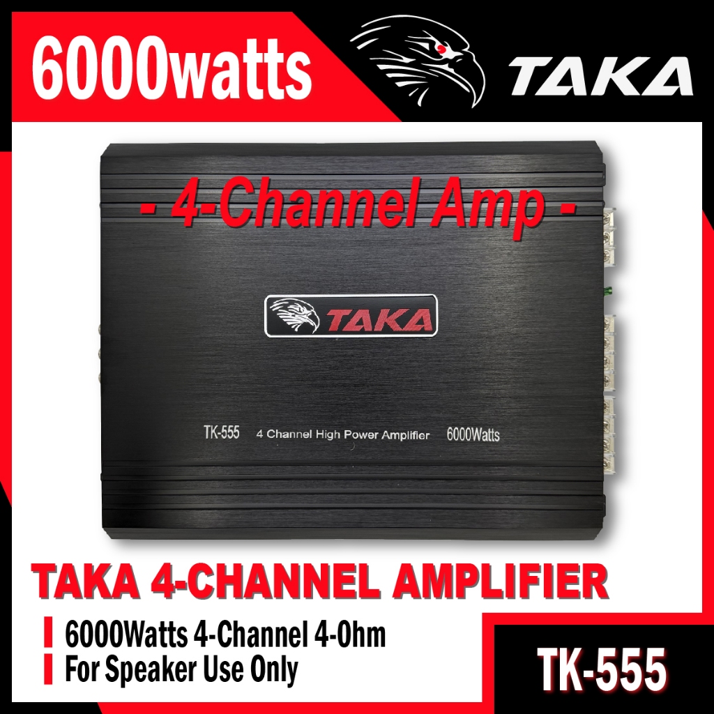 เครื่องขยายเสียงรถยนต์ 6000 วัตต์ 4-CH ช่อง TAKA Car Power Amp TK-555 เหมาะสําหรับลําโพงรถยนต์