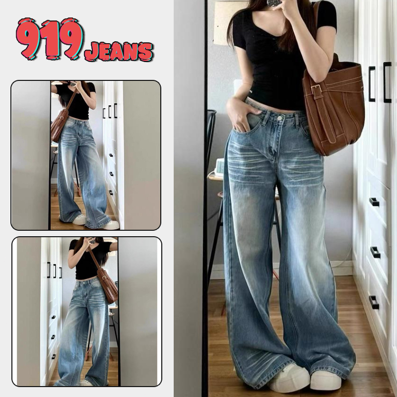 919JEANS กางเกงยีนส์ขายาวผู้หญิงเรียบง่ายขนาด XS-2XL สําหรับ Daily Comfort