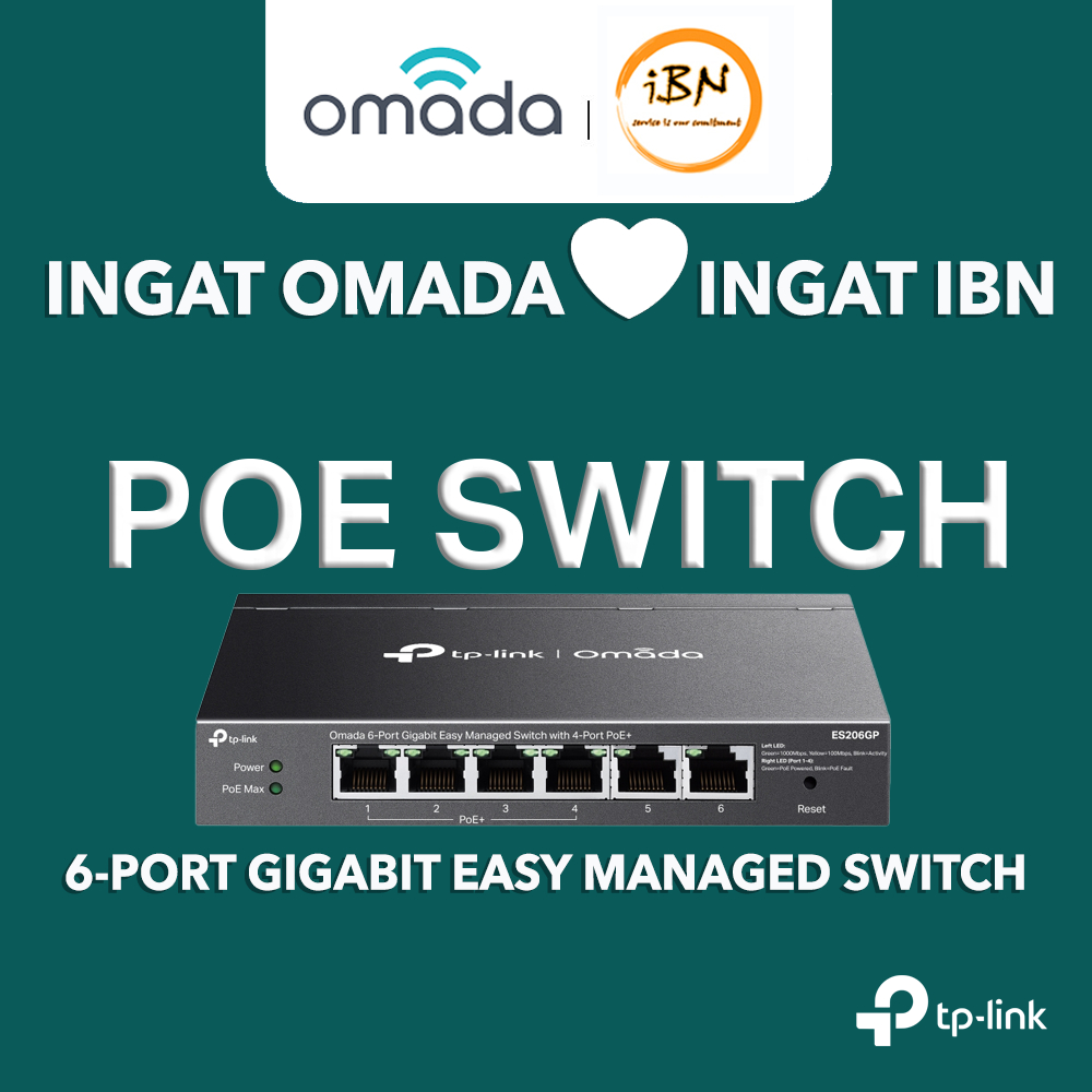 TP-Link ES206GP Omada 6-Port Gigabit Easy Managed Switch พร้อม 4-Port PoE+ @ IBN