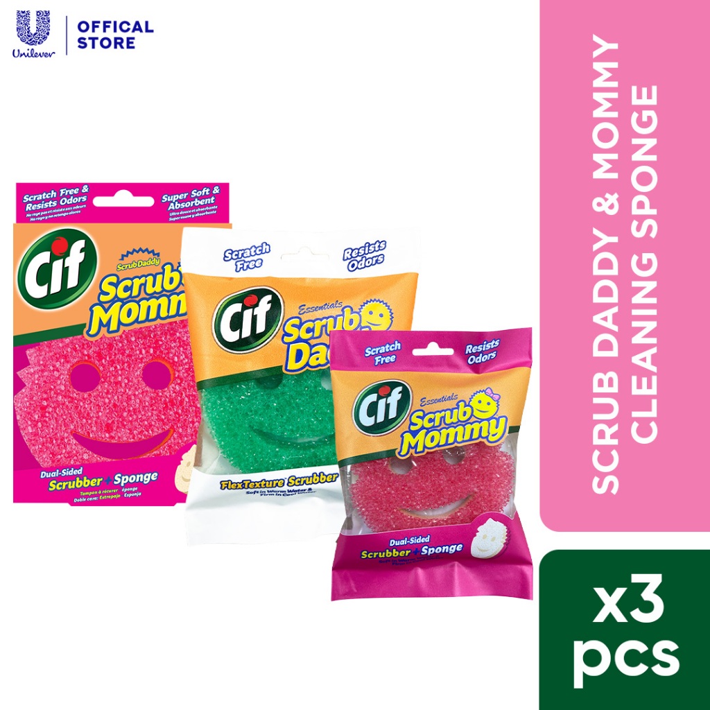 [Trio Pack] Cif Scrub Mommy & Daddy Essentials + Mommy Scrubber - ฟองน้ําทําความสะอาดห้องครัวอเนกประ