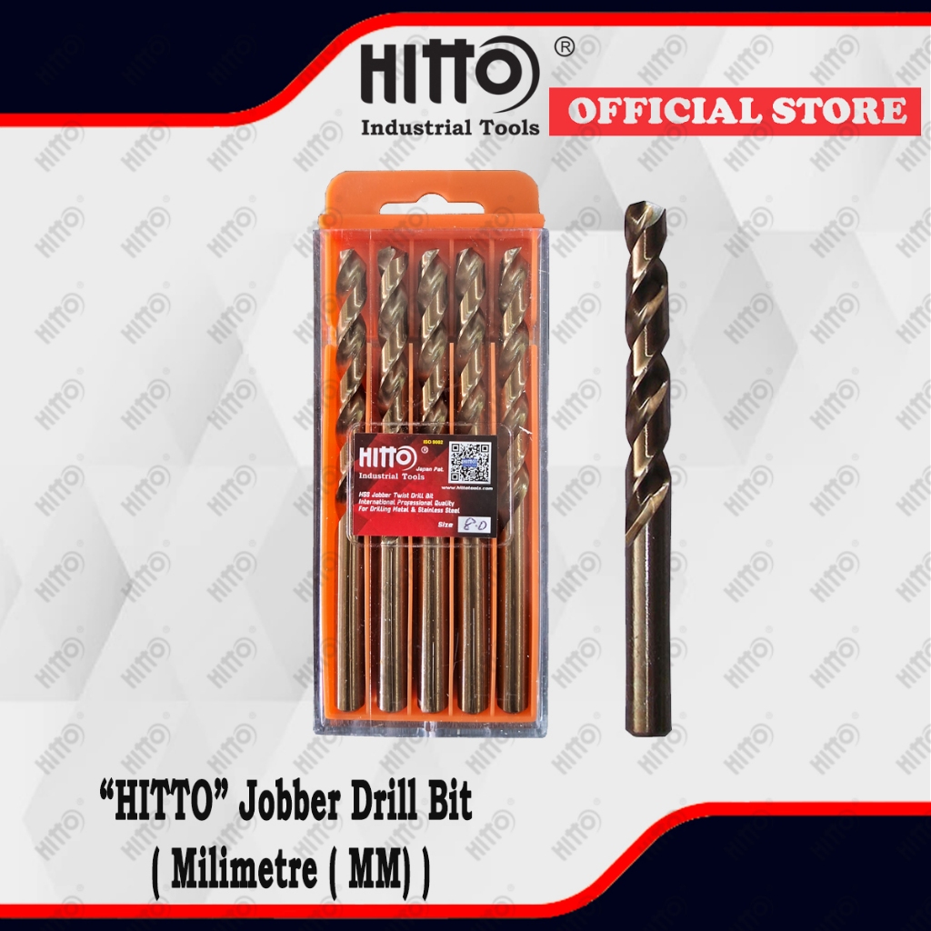 [ HITTO ] ดอกสว่าน Jobber / ดอกสว่านสําหรับเจาะโลหะสแตนเลส ( 5 ชิ้น/แพ็ค ) ( MM )( 12HDB00 )