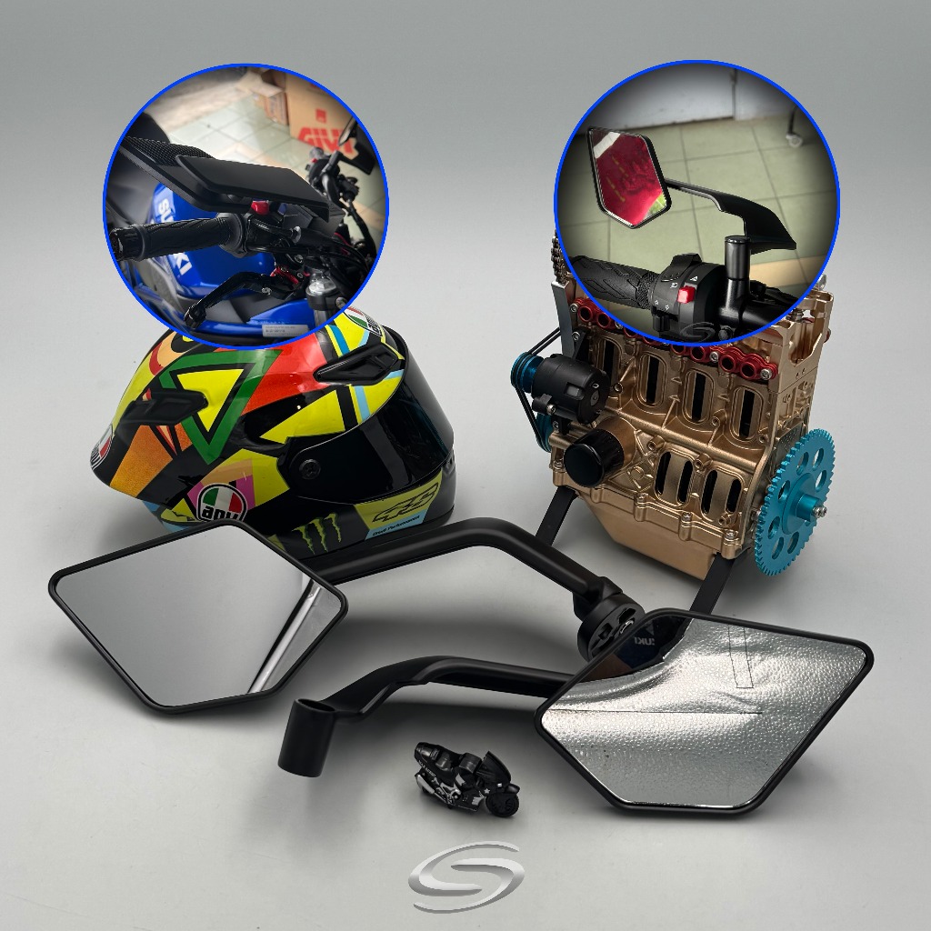 อลูมิเนียม Winglet กระจกมองข้าง Cermin Sisi Stealth Wing Aero Honda CBR150 Yamaha MT15 MT25 R15 R25