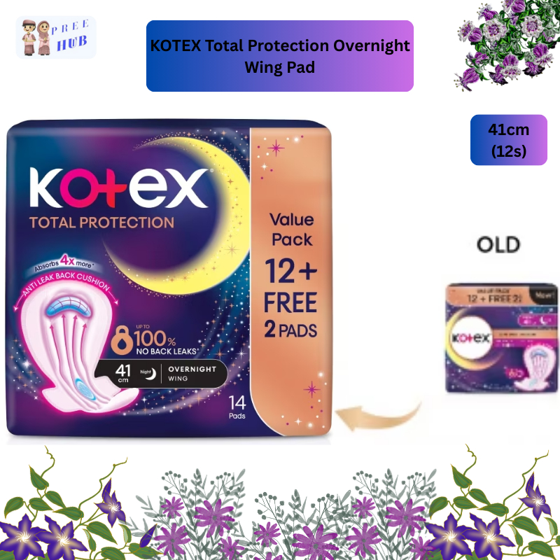 KOTEX Total Protection Overnight Wing Pad 41cm (12s)