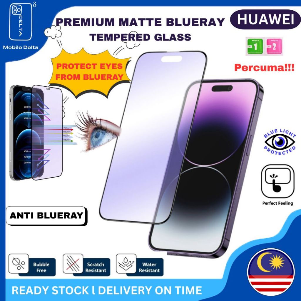 Premium Blueray Huawei Nova 5T,3i,2i,2Lite,3,4,4E,7,7i,7SE,Y5,Y5P,Y6P,Y7P,Y9S,P,P,P,P,Y40 กระจกนิรภั