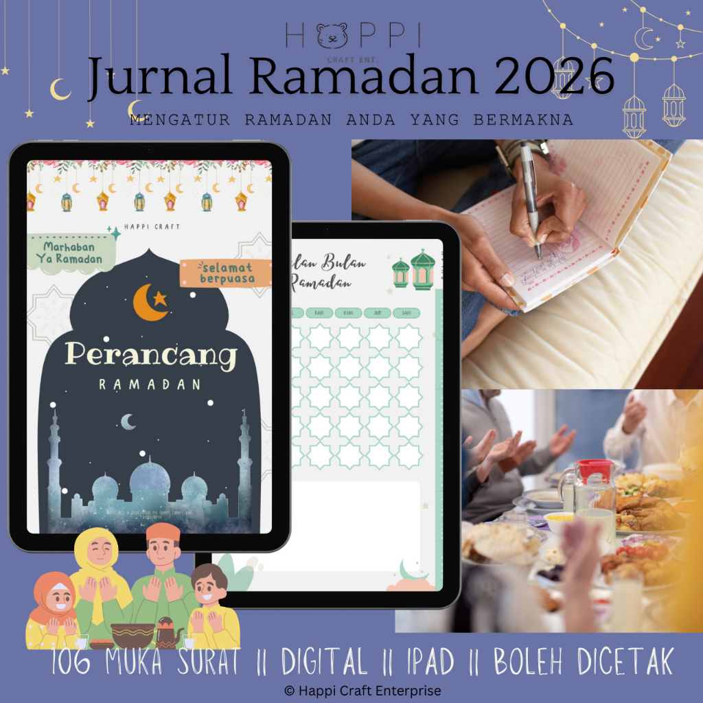 [Happi]PDF Journal Book Planner Notes Ramadan Fasting 2026 Daily Travel Digital ipad แล็ปท็อป Raya