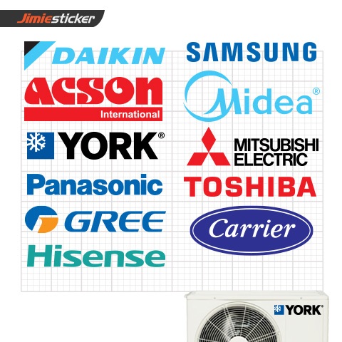 MIDEA สติ๊กเกอร์ แอร์คอนด ไดกิ้น แอคซอน ยอร์ค มีเดีย ตัดไวนิล
