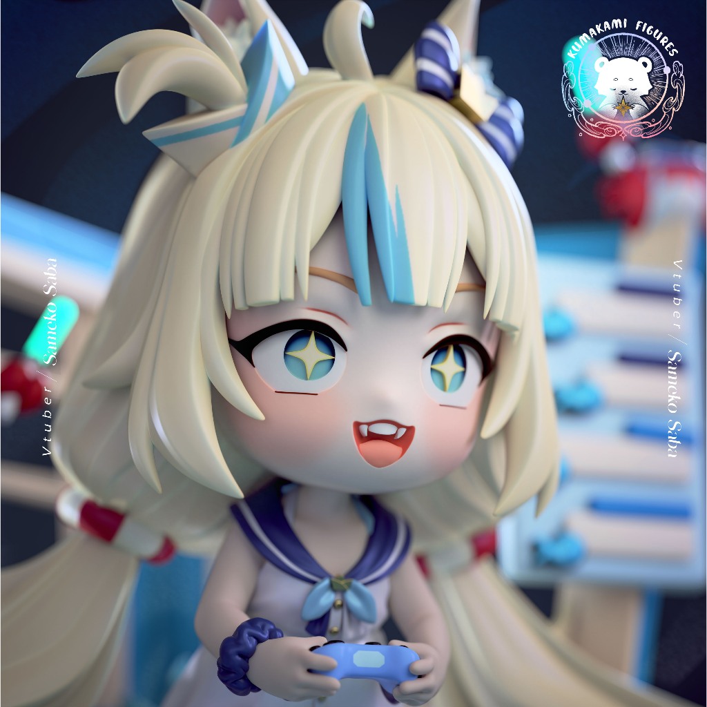 ตัวเลข Kumakami - Sameko Saba - Vtuber chibi scale 3d พิมพ์เรซิ่น GK รูป