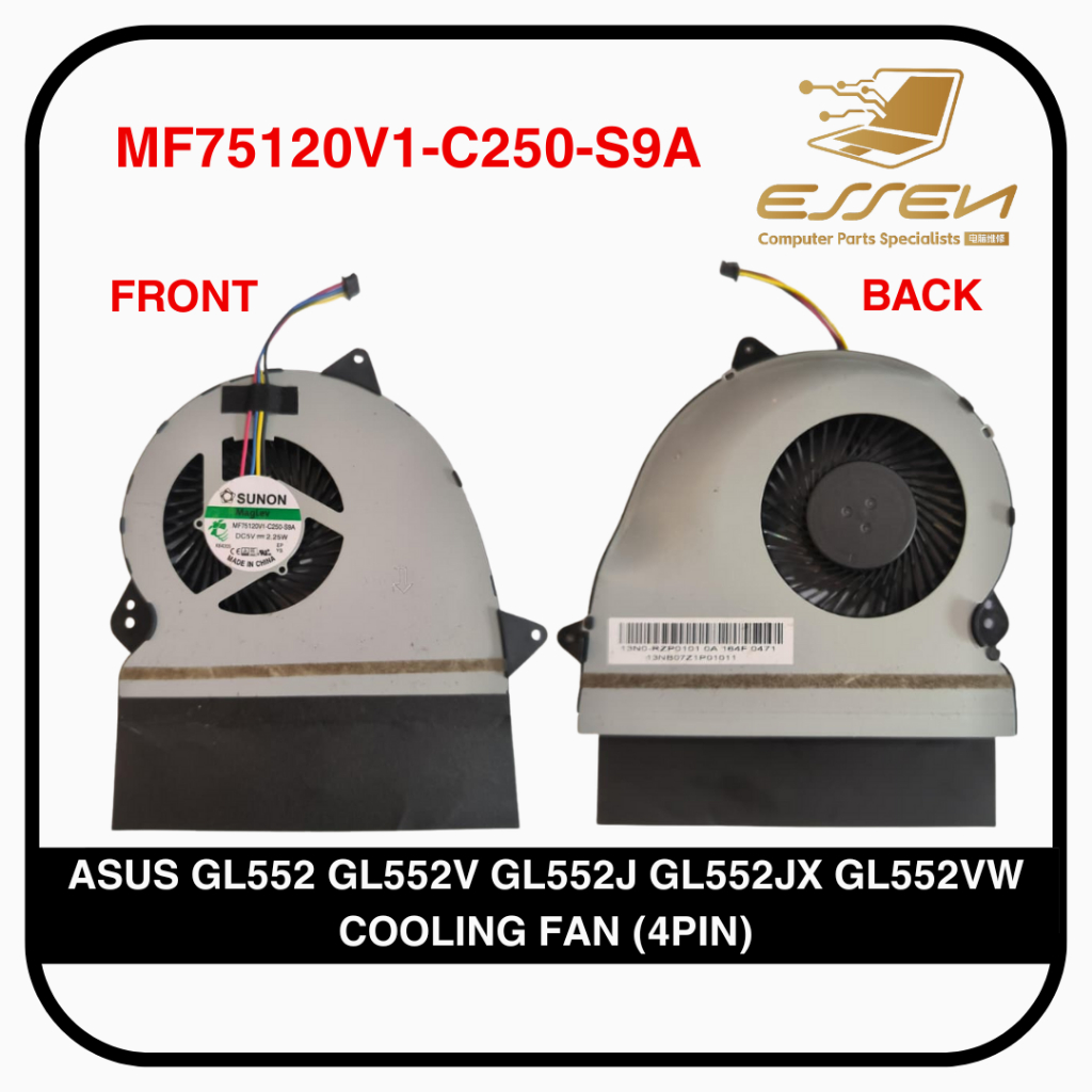 ASUS MF75120V1-C250-S9A สําหรับ GL552 GL552V GL552J GL552JX GL552VW COOLING FAN (4PIN)