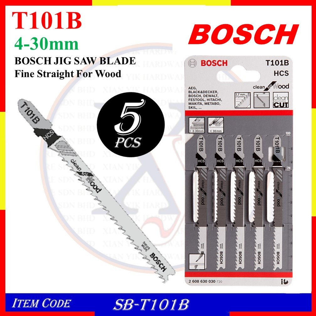 (T101B) BOSCH JIG SAW BLADE - Fine Straight Cut ไม้ 4-30mm - SB-T101B