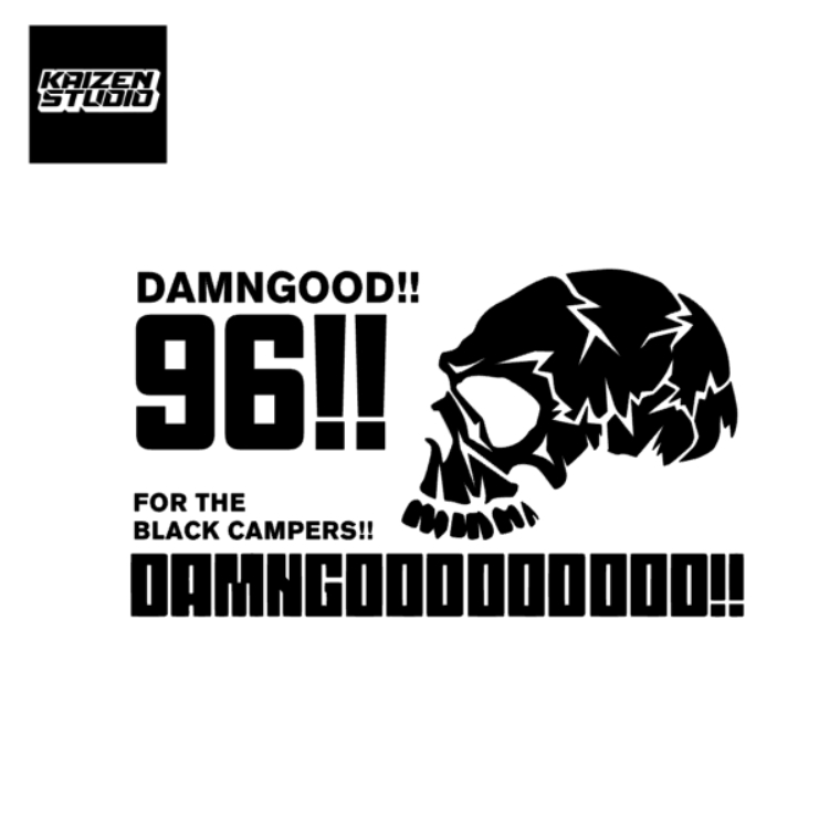 KAIZEN STUDIO Damngood 96 ญี่ปุ่น Camping เดินป่ายุทธวิธีสีดํา Camp ไวนิลกลางแจ้งตัด Decal สติกเกอร์