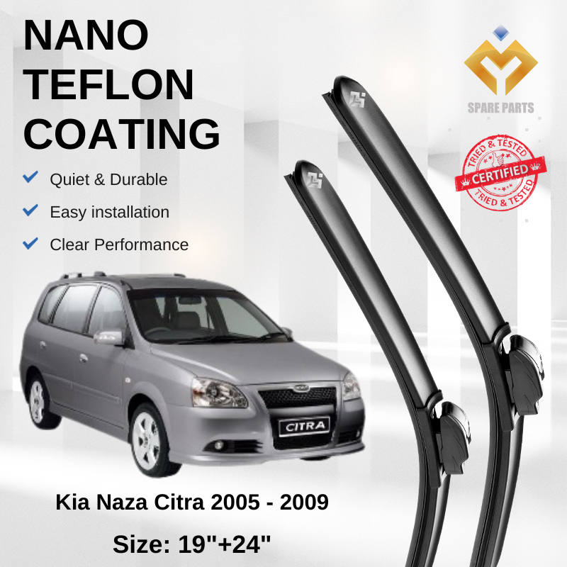 Kia Naza Citra 2005 Premium Japan Tech ใบปัดน้ําฝนรถยนต์ 19+24 ประเภท 02 ไร้ริ้ว ทนทาน ติดตั้งง่าย +