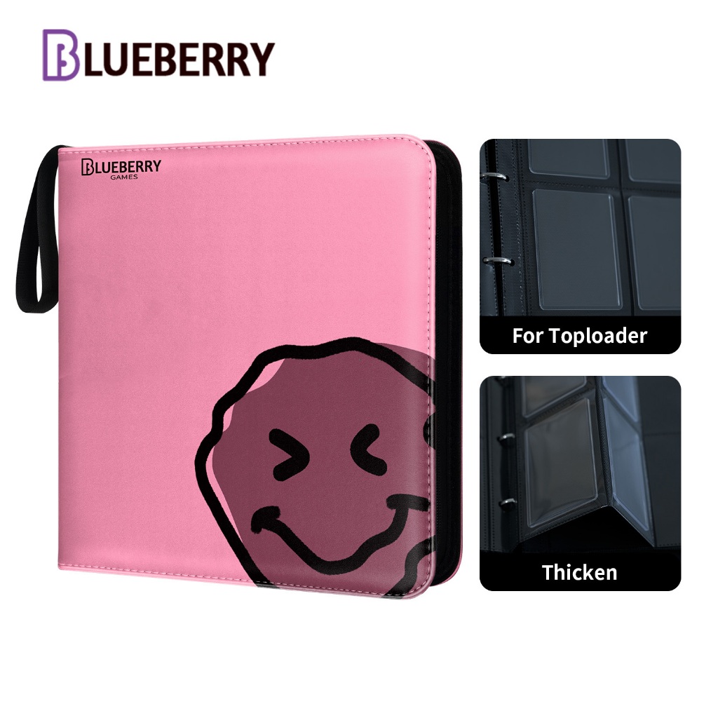BERYFAM Toploader Binder อัลบั้มสีชมพูสีดํา Binder 240Pocket Photocard Pokemon Blueberry Series